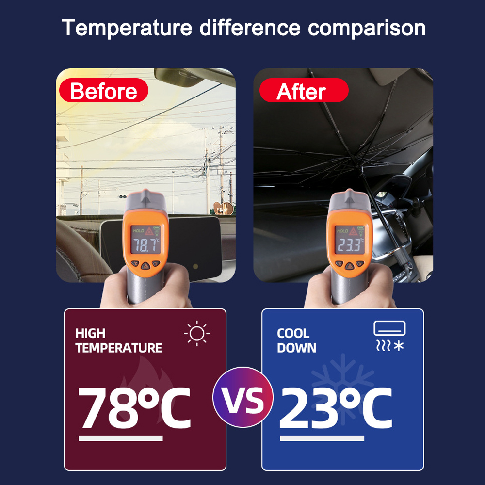 Car umbrella windshield shade easy to store compact fits in glove box car gadget UAE