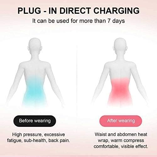 Heating belt shown in pink gift box with USB charging cable and thank you card