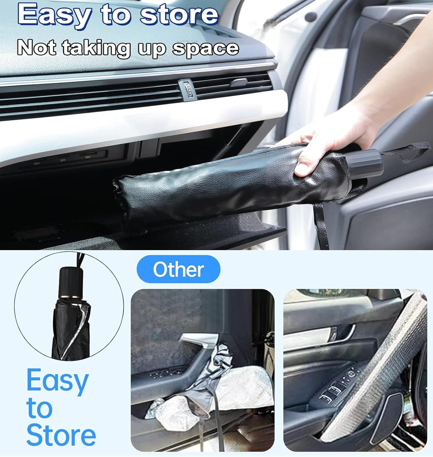 Car umbrella windshield shade easy to store compact fits in glove box car gadget UAE